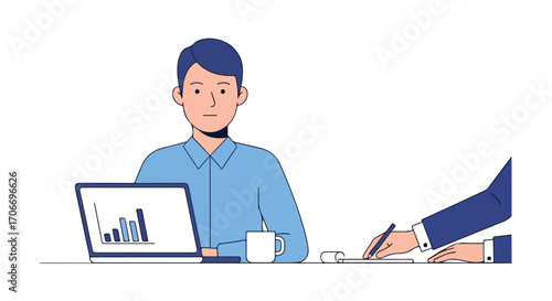 Engaged professional reviewing performance analytics while a colleague takes notes during a collaborative meeting