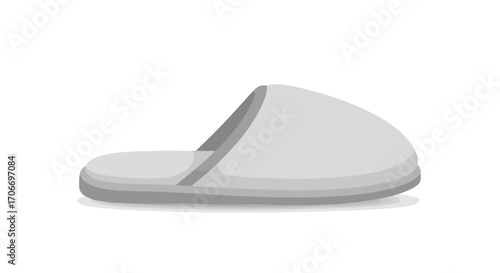 Single comforting light grey slipper inviting relaxation and tranquil moments at home after a hectic day looking elegant