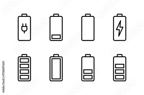 Battery icon logo design. battery Charging sign. battery charge level