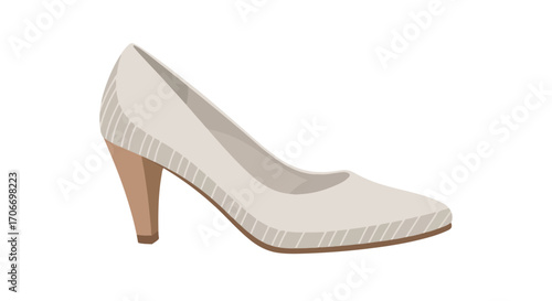 Elegant ivory pump shoe vector illustration highlighting minimalist design and graceful silhouette suitable for fashion apparel advertisements