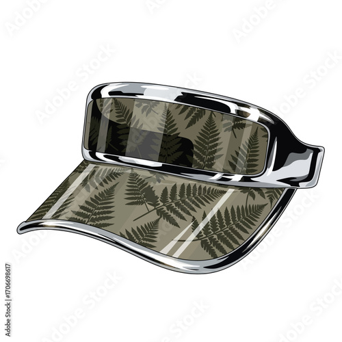 Chic and sporty sun protection visor with an elegant botanical fern design, a fashionable and functional headwear accessory for a trendy lifestyle