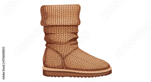 Handcrafted comfort: A cozy knitted winter boot to keep you warm, perfect for cold days and relaxing at home as a visual treat for your feet