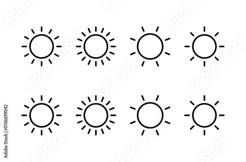 Sun icon logo design. Brightness sign and symbol