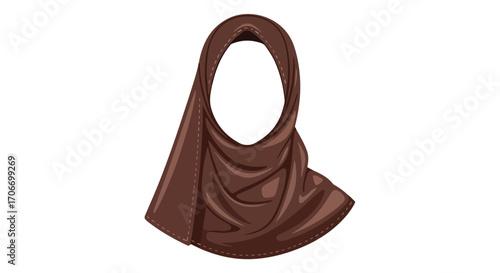 Elegant brown cartoon hijab with delicate stitching showcasing modest fashion and cultural attire in a modern style