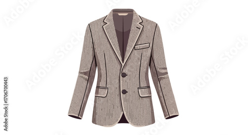Elevated menswear: Single-breasted striped suit jacket illustration showcasing sartorial elegance and classic style, suitable for fashion design