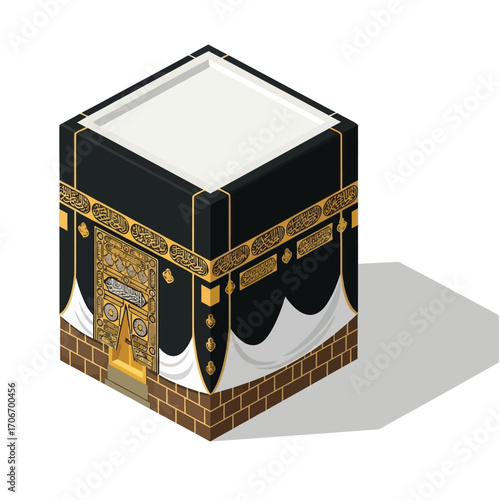 Isometric Illustration Of The Kaaba In Mecca