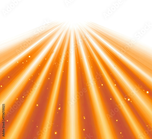 A radiant, orange-white light burst emanating from a point, spreading outward in rays.  Small golden specks are scattered throughout