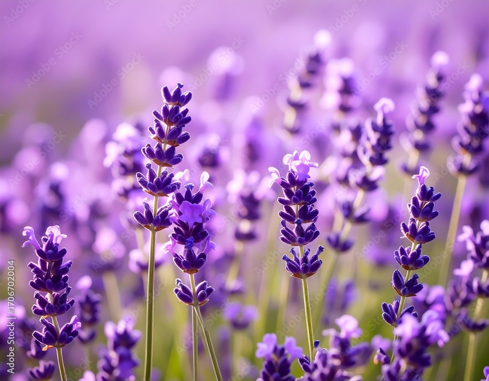 Fototapeta premium Vibrant lavender field bathed in sunlight