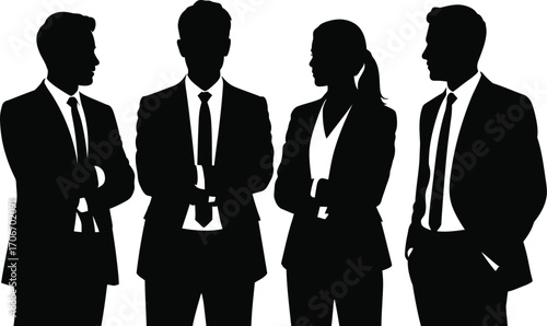 Diverse group of business professionals in silhouette discussing work ideas