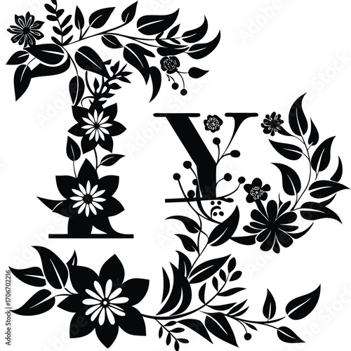 Wallpaper Mural black and white floral ornament Torontodigital.ca