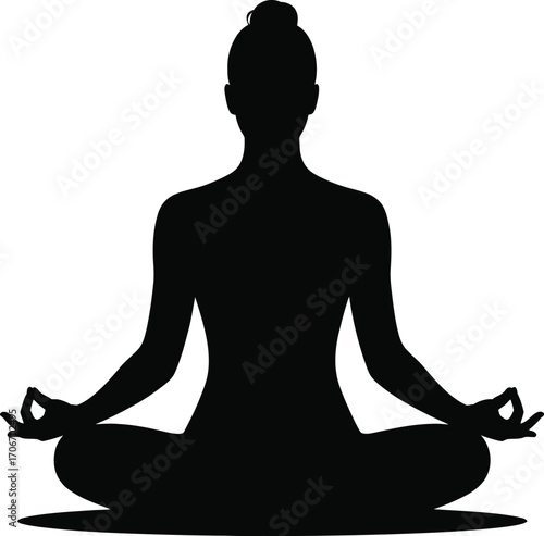 Meditative lotus yoga pose silhouette peaceful calmness abstract art