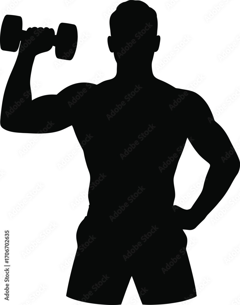 Fototapeta premium Man performing bicep curls with dumbbells silhouette