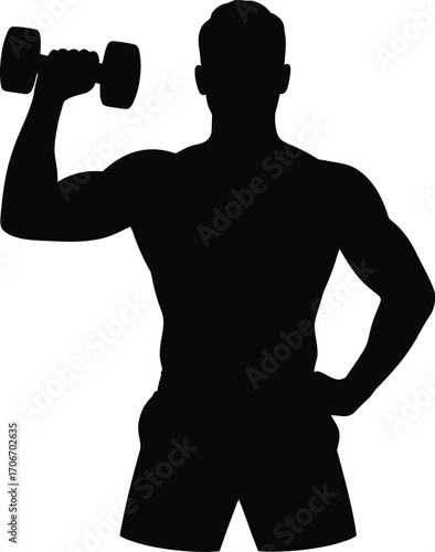 Man performing bicep curls with dumbbells silhouette