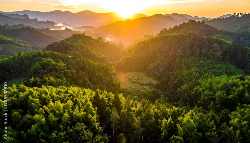 Fototapeta premium Lush valley at sunrise