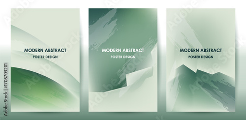 Modern Abstract Green Gradient With Brush Poster Design Template.