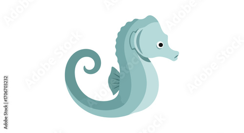 Stylized seahorse vector illustration with a minimalist design on a clean white background, perfect for children's books