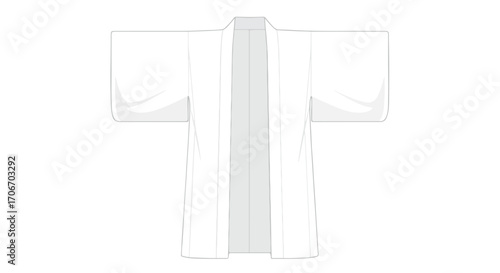 Monochrome depiction of a traditional yukata gown: A symbol of japanese culture and serene design aesthetics with distinct sleeves and flowing lines