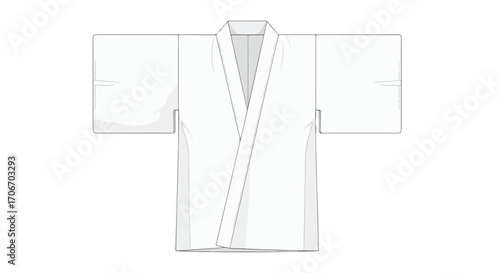 Minimalist illustration of a white kimono, evoking serenity and traditional japanese aesthetics, perfect for martial arts or meditation concepts