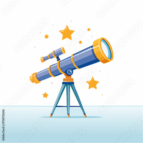 Depiction of a Detailed Astronomical Telescope Ready for Celestial Observation with Stars