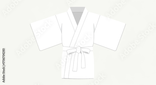 Minimalistic white yukata illustration conveying simplicity and traditional japanese culture showcasing clean lines and tranquil aesthetics