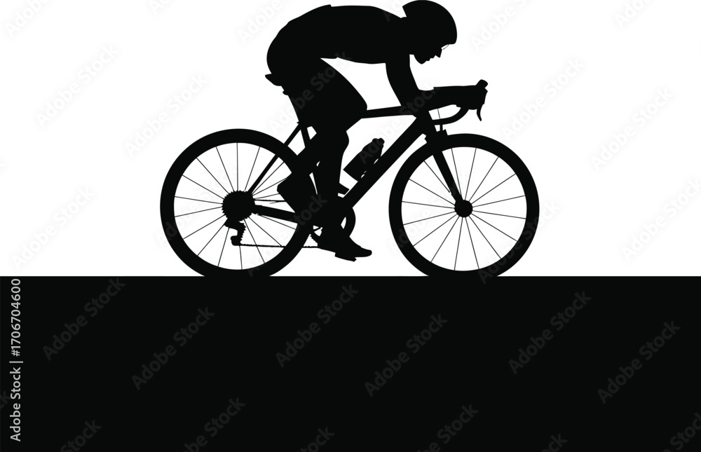 Naklejka premium Dynamic racing cyclist silhouette in motion on bicycle