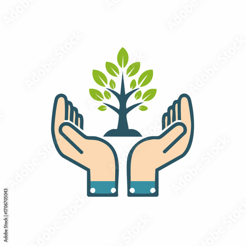Iconic Illustration: Nurturing Nature, Symbolizing Protection, and Environmental Stewardship