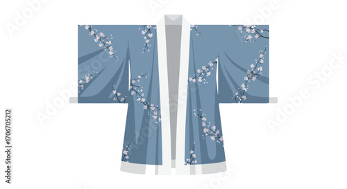 Elegant kimono with delicate floral ornamentation for unique design and fashion style impression vector art kimono garment with light color design
