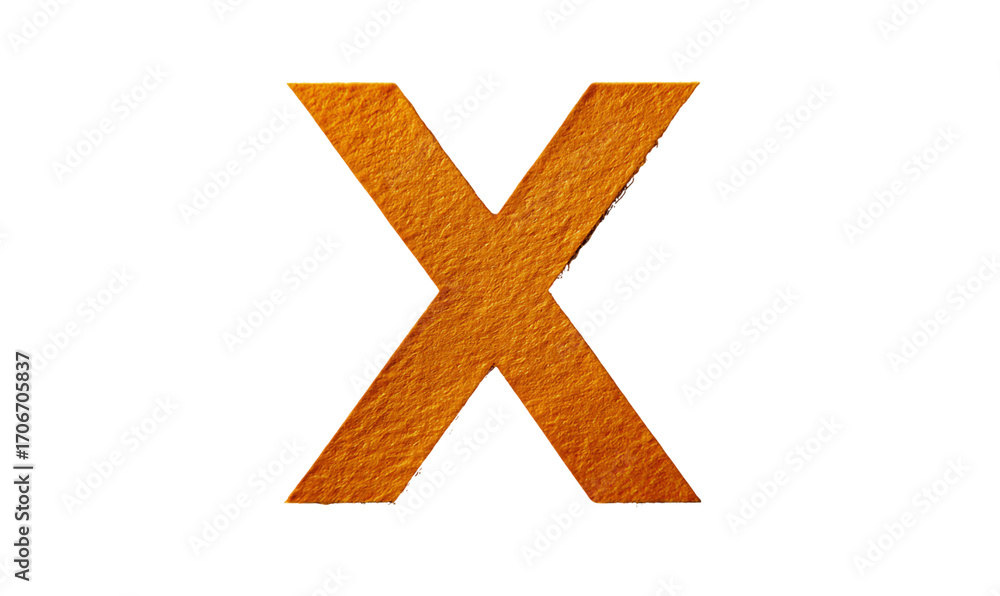 Obraz premium Fiery Orange Letter X on Tranparent Background, PNG