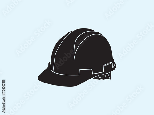 Protective Gear Concept with Hard Hat Silhouette on White
