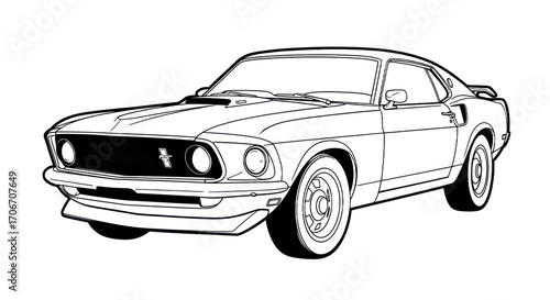 Classic muscle car outline