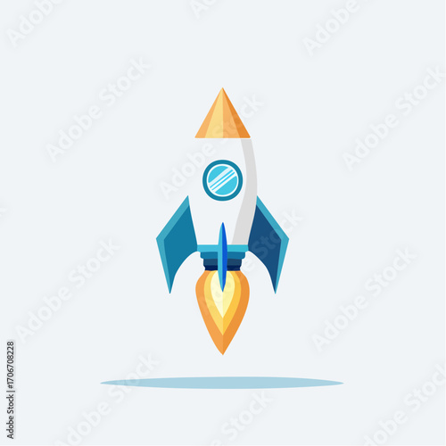 Illustration of a modern rocket ship preparing for liftoff in a minimalist style
