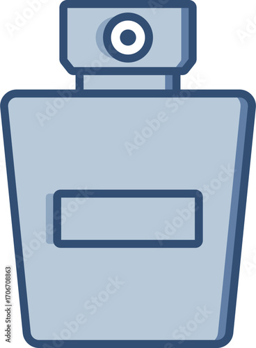 Nail polish bottle vector icon with transparent background. Changeable blue color design.