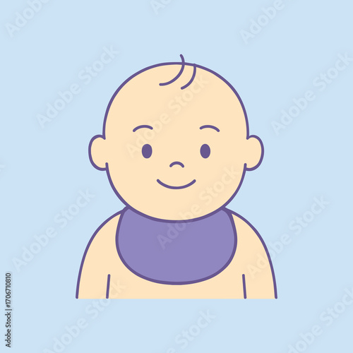 Cute cartoon baby boy with bib illustration