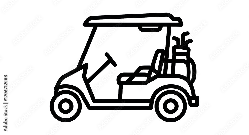 Fototapeta premium Golf cart outline illustration