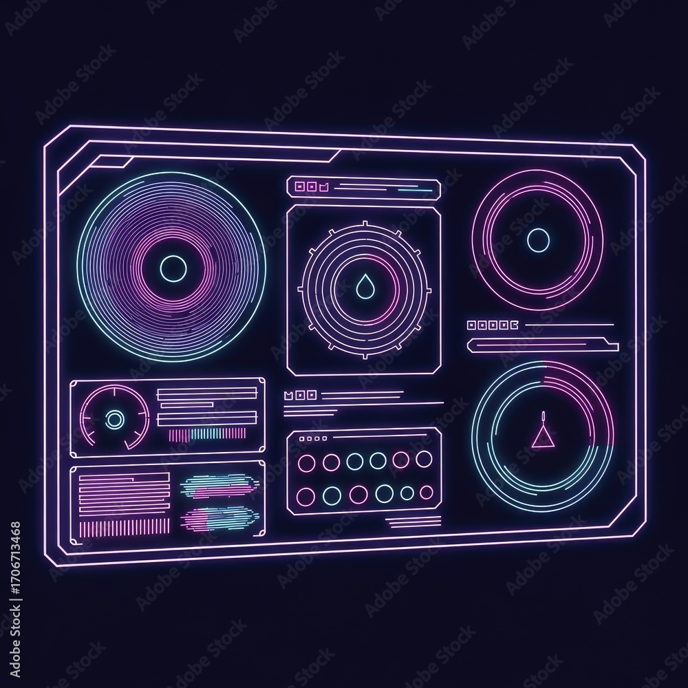 Fototapeta premium Futuristic Interface with Neon Glow