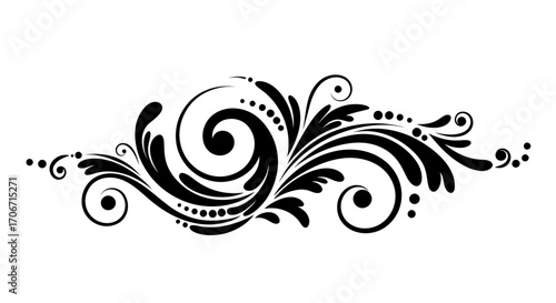 Elegant flourish vector PNG design element, perfect for adding a decorative touch to websites, invitations, or logos.  This high-resolution, black and white vector graphic is easily scalable and