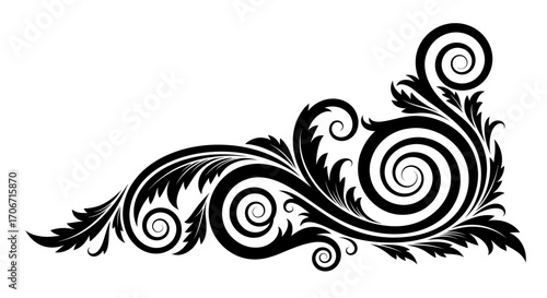 Elegant vector flourish design featuring intricate swirls and decorative elements, ideal for adding a touch of sophistication to any creative project or layout, in png format.