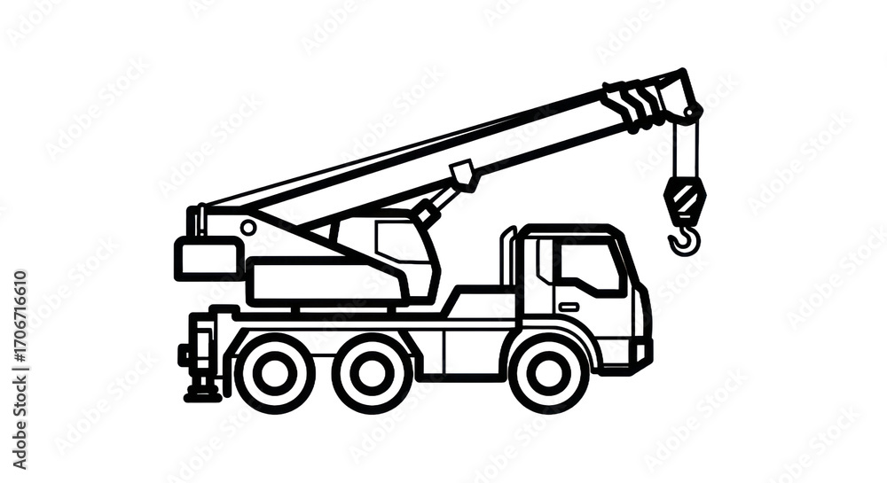 Naklejka premium Outline crane truck illustration