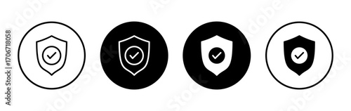 Shield check mark icon symbol for apps and websites. Protection approve sign. Insurance icon