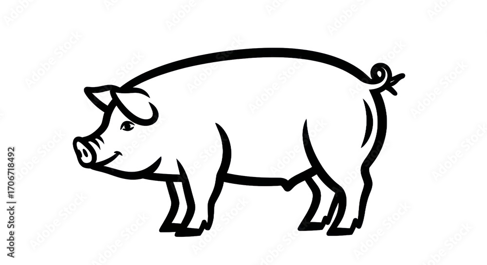 Fototapeta premium Outline pig silhouette