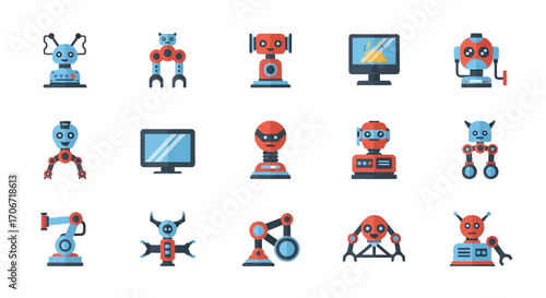 Diverse Cartoon Robots Collection with Unique Designs and Vibrant Colors.