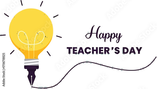 Bright lightbulb idea sparks joy and inspiration for happy Teacher's Day celebration
