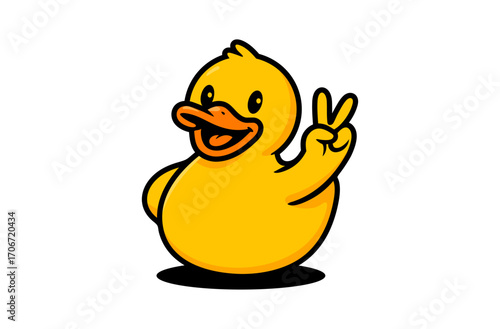 Cute Yellow Duck Mascot Logo