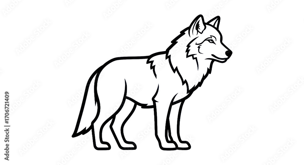 Obraz premium Outlined wolf silhouette