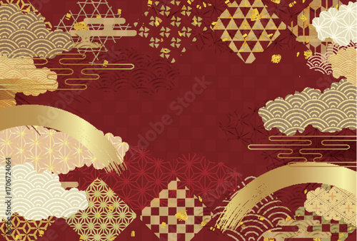 和柄　年賀状　金　背景	