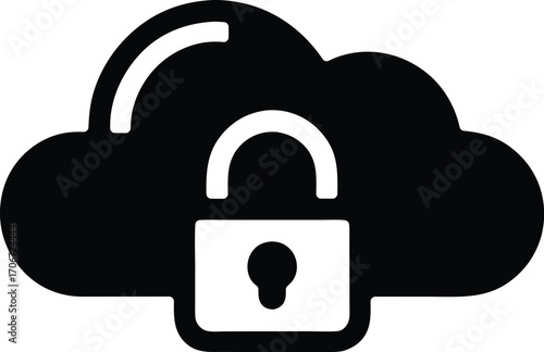Cloud storage lock vector icon.