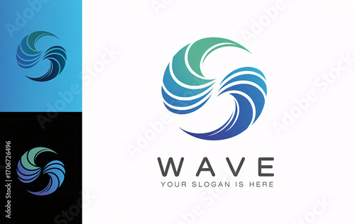 Abstract wave logo design with text wave isolated on white background