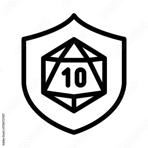 Shield with D20 Die Line Icon of Tabletop RPGs Icon Set