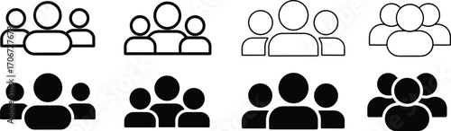 Collection of group people icons, teamwork community symbol vector illustration, business collaboration design, user profile avatar silhouettes, office team corporate concept
