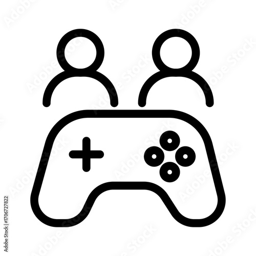 Local Multiplayer Line Icon of Multiplayer Gaming Icon Set